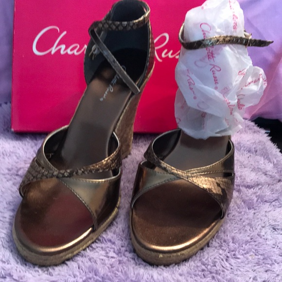 Charlotte Russe Espadrille Sandle Wedge Bronze Sz8 style Sandy NWB - Picture 1 of 8